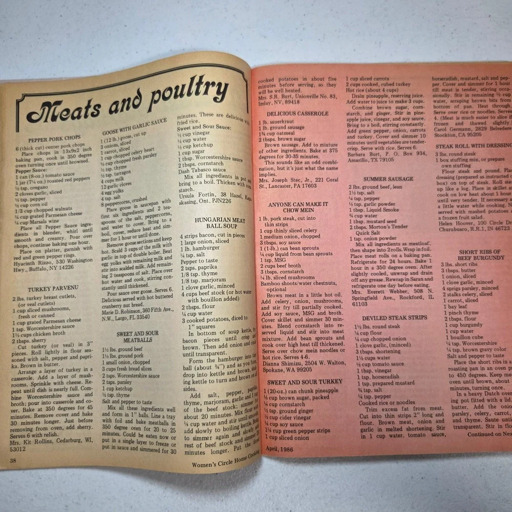 Home Cooking Womens Circle April 1986 Recipes Magazine 210 Recipes Vintage